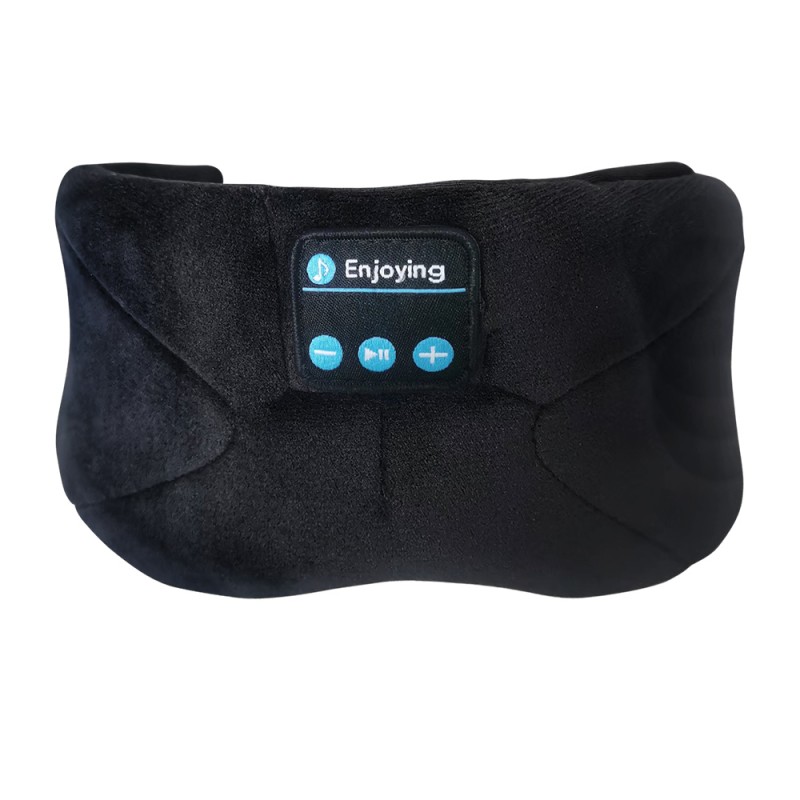 Textura de algodão preto máscara de olho bluetooth