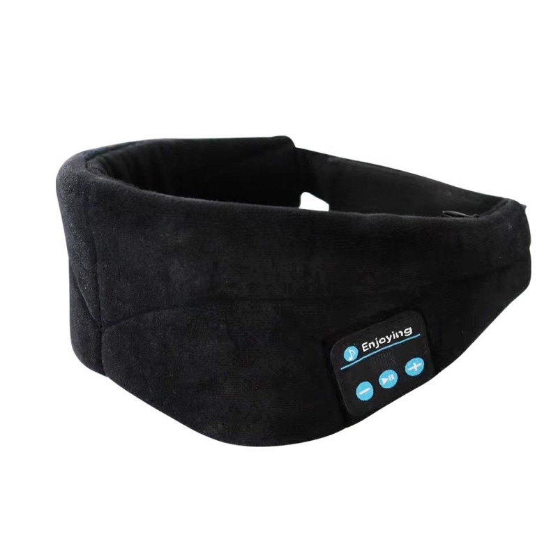 Máscara de olhos Bluetooth com etiqueta lateral com textura de algodão preto