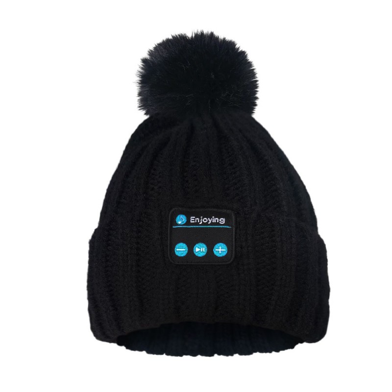 Fones de ouvido Bluetooth Beanie Hat pretos com bola