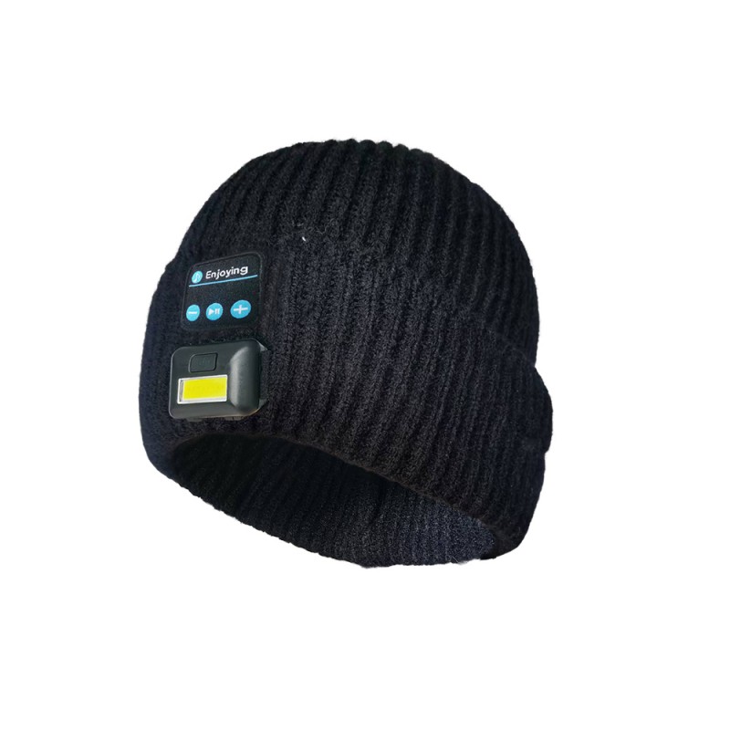 Fones de ouvido Bluetooth Beanie Hat pretos com iluminação