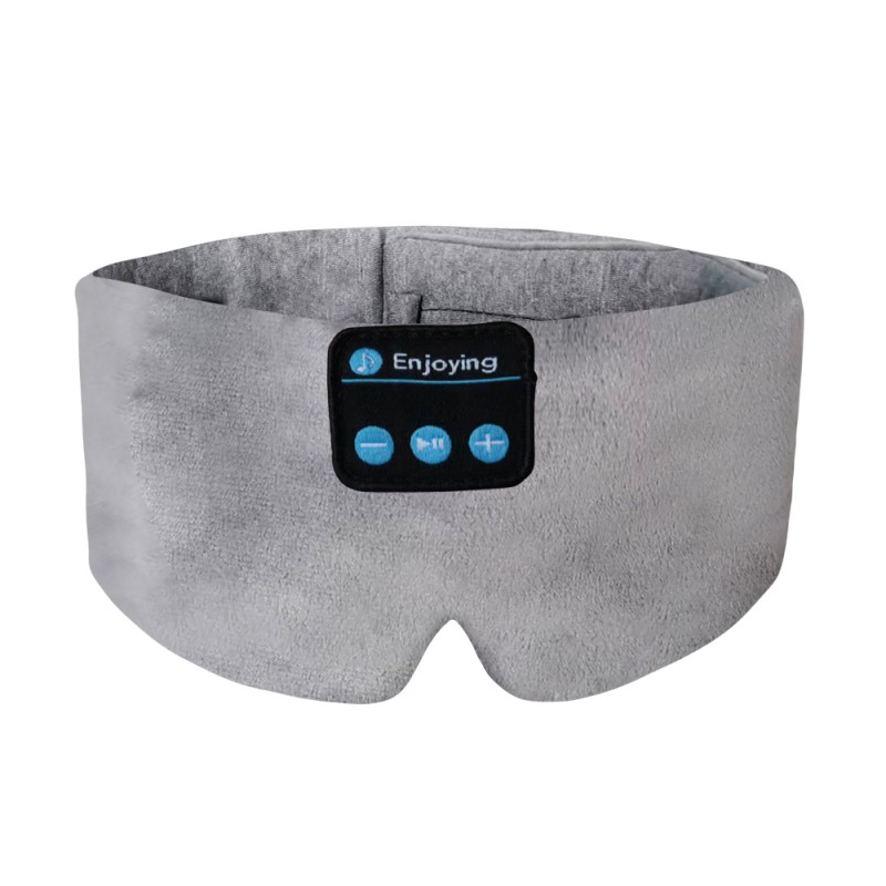 Algodão Bluetooth Sleep Eye Mask Headband Fones de ouvido cinza