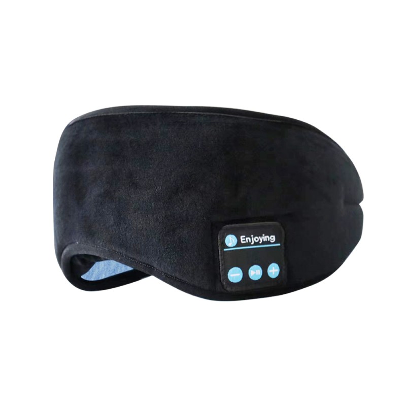 Máscara para o olho do sono de algodão Bluetooth fones de ouvido preto